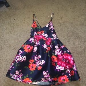 Navy floral print dress